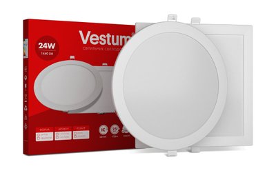 Круглий світлодіодний врізний світильник Vestum 24W 4000K 220V  1-VS-5107 фото