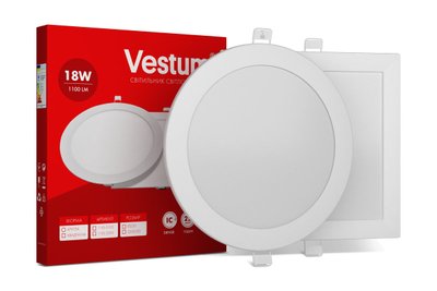 Круглий світлодіодний врізний світильник Vestum 18W 6000K 220V 1-VS-5110 фото